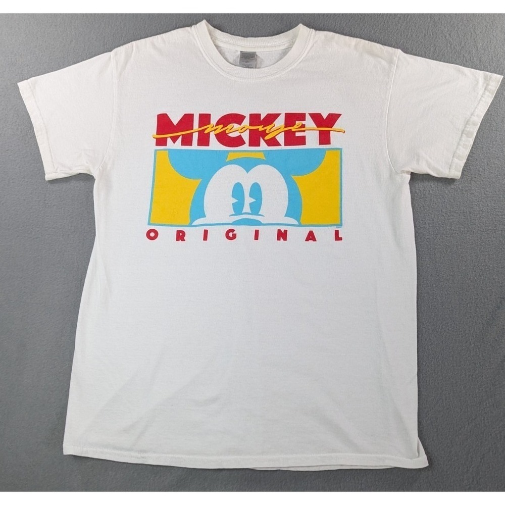 Disney Mens Mickey Mouse Original Graphic T-Shirt Size Medium White Short Sleeve
